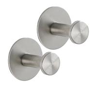 Wall Mounted Shower Hook - 2 Bathroom Towel Hooks Stainless Steel Trace Free Adhesive | Home Improvement Utility Hook for Clothes, Hats, Dresses, Kitchen