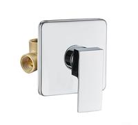Wall Mounted Shower Mixer with Concealed Thermostatic Valve, Solid Brass Square Body Concealed Shower Valve, Black Bathroom Mixer Tap with Single Handle Hot and(Silver)