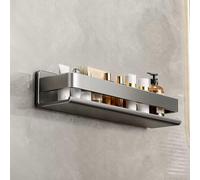 Wall-Mounted Shower Shelf No-Drill Bathroom Adhesive Hooks for Sponges & Razors Gray 40cm - Space-Saving Shampoo & Accessory Storage Solution