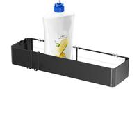 Wall Mounted Shower Storage | Metal Storage Basket with Four Hooks | Drill Free Storage Shelf for the Shower Wall,for Shampoo Conditioner Facial Cleanser Bathroom Bedroom Student Room Wash Rental