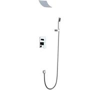 Wall Mounted Shower System Shower Faucet System Set Bathroom Brass Tap in-Wall Rainfall Shower Mixer Tap Bathtub Faucet Waterfall Shower Head with Shower Hose Set,Brushed