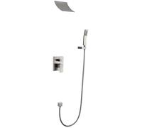 Wall Mounted Shower System Shower Faucet System Set Bathroom Brass Tap in-Wall Rainfall Shower Mixer Tap Bathtub Faucet Waterfall Shower Head with Shower Hose Set,Brushed