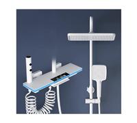 Wall-Mounted Shower System with Brass Valve Rain Shower Head Handheld Spray Tub Spout Bidet Sprayer & Digital Temperature Display - Complete Bathroom Faucet Set