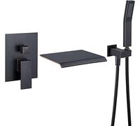 Wall Mounted Shower Taps Filler Waterfall Tub Faucet Contemporary Single Handle Hot and Cold Water Brass Bathroom Bathtub Tub Taps with Hand Shower,Oil Rubbed Bronze GaZjU