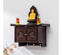 Wall-Mounted Shrine Altar Table, Chinese Personal Buddhist Altar Shelf, Bamboo Meditation Buddha Statue Stand, No Installation Required, for Living Room Office(40cm/15.7in)