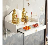 Wall-Mounted Shrine Altar Table, Household Solid Wood Buddha Cabinet Niche with Drawer, Prayer Buddhist Niche Incense Table, Compact Design for Small Spaces