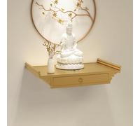 Wall Mounted Shrine Stand with Storage Drawer, Chinese Buddha Niche Buddhist Altar Table for Pooja, Meditation, Incense Tribute, Space Saving Wooden Home Temple Decor