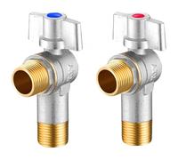 Wall Mounted Shut Off Valves 2Pcs G1/2 Angle Valve All Copper Hot and Cold Water Ball Core Water Heater Full Bore Extended Version