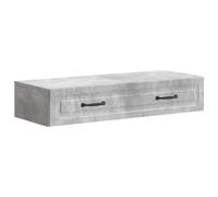 Wall-Mounted Side Table Concrete Grey 87.5x34.5x17cm Engineered Wood 1 Drawer UK