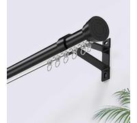 Wall-Mounted Single Track Curtain Rail Easy Install Drapery Rod for Sliding Curtains 5.3m (17.4ft) Black Gardinenschiene for Home Décor