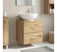Wall-Mounted Sink Vanity Artisan Oak Engineered Wood 49.5x44.5x66.5cm 2dr Silver