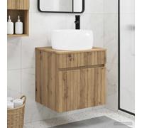 Wall Mounted Sink Vanity Artisan Oak Engineered Wood 49x44.5x66cm Storage Small