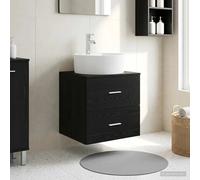 vidaXL Wall-Mounted Sink Vanity Black Oak 49.5 x 44.5 x 65 cm