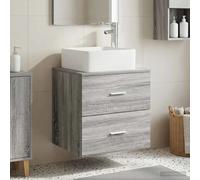 Wall-Mounted Sink Vanity Grey Sonoma 53x34.5x63 cm Engineered Wood 2-Drawer incl