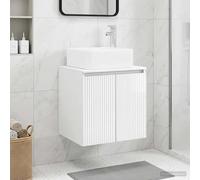 Wall-Mounted Sink Vanity High Gloss White 49.5x41x63 cm Compact Engineered Wood