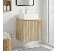 Wall-Mounted Sink Vanity Sonoma Oak 49.5x41x62.5cm Eng Wood with Basin & Storage