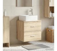 Wall-Mounted Sink Vanity Sonoma Oak 49.5x41x63cm Engineered Wood 2-Drawer Silver