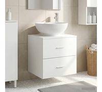 Wall-Mounted Sink Vanity White 49.5x44.5x66.5cm Engineered Wood 2 Drawers Slim.