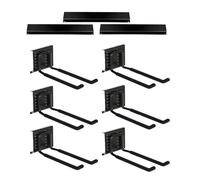 Wall-Mounted Ski Rack with 6 Heavy Duty Non-Slip Hooks | Garage Organisation for Ski Storage, for Indoor Outdoor Sports Accessories Home Cellar