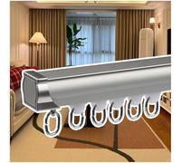 Wall Mounted Sliding Barn Track System (1-6m) with Silent Rollers Heavy Duty Ceiling Rail Room Divider for RVs & Hospitals - Silver Finish 1.6m (5.24FT)