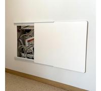 Wall-Mounted Sliding Fuse Box Cover Decorative Hidden Circuit Breaker Panel for Living Room Kitchen Corridor & Office - White 45x35cm