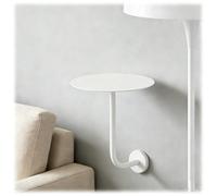 Wall Mounted Small Round Bar Table - Modern Floating End Table for Living Room L-Shaped Iron Base Cocktail Table Space-Saving Design Available in 12in 14in 16in 20in (Cream 30cm)