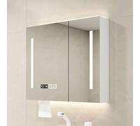 Wall-Mounted Smart Bathroom Vani Mirror with LED Defogr Stepless Dimming Sto Cabinet Time & Temperature Display Makeup nizer for Modern Homes
