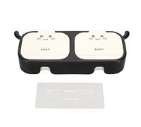 Wall Mounted Soap Case Box 2 Spaces Draining Drill Flip Soap Dish Holder for Home