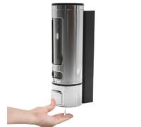 Wall-Mounted Soap Dispenser 400ML Hand Shower Gel Dispenser, Durable ABS Clear Window Hand Soap,Washroom Lotion Dispenser for Bathroom Restroom Hotel Kitchen School, Sliver