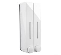 Wall Mounted Soap Dispenser 420ML, 1/2/3 Cup Manual Bathroom Shower Gel Shampoo and Conditioner Dispenser ABS Plastic Holder for Home and Commercial(White Double)