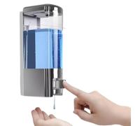 Wall Mounted Soap Dispenser Hand Wash Liquid Gel Shampoo Bathroom Kitchen Washroom Shower Container (Silver Soap Dispenser Plastic)