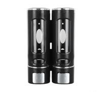 Wall Mounted Soap Dispenser with Two Heads for Bath Shampoo and Shower Gel, Space Saving Bathroom Accessory with Push Button for Easy Use (black)