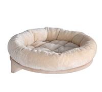 Wall Mounted Soft Cat Bed - Wood Shelf Made From Untreated Plywood - Durable And Sturdy Construction - Removable And Machine Washable Cover - Easy To Attach To Walls (Cream)