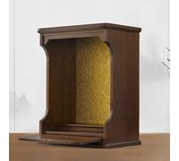Wall-Mounted Solid Wood Buddhist Altar Shrine Cabinet for Home, God of Wealth & Guanyin, Dark Walnut Finish, 29x26.5x42.5cm - Elegant Desktop Wall Hanging Decor