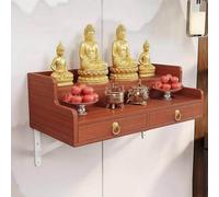 Wall Mounted Solid Wood Buddhist Altar Shrine, Incense Table with Pull-Out Storage for Meditation and Prayer, Ideal for Small Spaces, 60cm