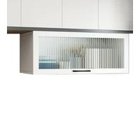 Wall-mounted Solid Wood Glass Display Cabinet - Small Kitchen Storage With Flip Door, Bottom Shelf, And Spice Organizer - Stylish Wall Cabinet For Home Decor One Color 19.7 × 11.8 × 11.8 in