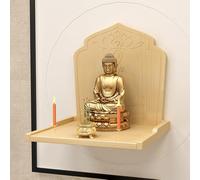 Wall-Mounted Solid Wood Prayer Niche Altar Table for Household Buddhist Pooja and Incense Tribute (Wood Color S)
