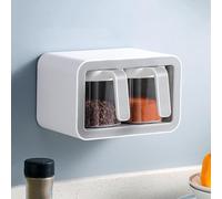 Wall-Mounted Spice Container Set with Spoon - Self-Adhesive Large Capacity Spice Box for Star Anise Pepper Cumin Sesame - Salt and Sugar Storage Solution