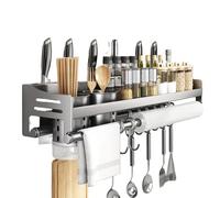Wall Mounted Spice Rack, 60cm Kitchen Shelf for Utens & Cutlery, Multi-Purpose Storage Solution for Restaurants, Bars & Home Kitchens
