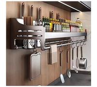 Wall Mounted Spice Rack Hanging Pot Rack Kitchen Rack Storage Shelf With Hooks Kitchen Pots Pans Organizer Shelf 2 Installation Way Easy Assembly (Size : 80cm)