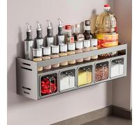 Wall-Mounted Spice Rack with 5 Clear Jars Kitchenfor Pantry & Cabinet Storage Adjustable 5-Grid Spice Holder Essential Kitchen Accessory