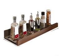 Wall Mounted Spice Shelf for Home Kitchens Built from Natural Wood with Walnut and Black Tea Finish and 40 x 14 x 5 cm Dimensions