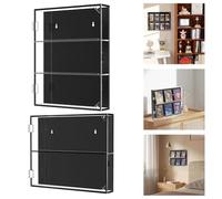 Wall Mounted Sports Card Display Case Acrylic Trading Card Holder for Wall Baseball Basketball Hockey Card Cabinet Clear Memorabilia Storage Box (B)