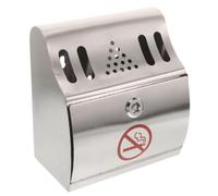 Wall Mounted Stainless Steel Ashtray with Lid for Commercial Entrances | Brushed Silver Finish, Plastic Insert, Closed Design, Easy Installation for Offices and Retail Spaces