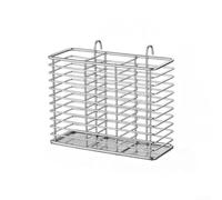 Wall Mounted Stainless Steel Chopstick Holder Organizer for Kitchen, Storage Solution for Chopsticks, Cutlery and Cutting Boards, Includes Ventilated Base for Clean Utensils (Silver)