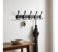Wall-Mounted Stainless Steel Coat Rack with 5 Tri Hooks