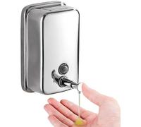 Wall-mounted Stainless Steel Commercial Soap Dispenser with Manual Rust-proof and Leak-proof Pump, for Bathroom, Restaurant, 500 ml (White and Silver)