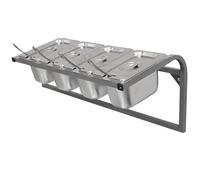 Wall-Mounted Stainless Steel Condiment Rack with Spoons Set, Commercial Pizza Topping Organizer Shelf for Seasonings Ingredients Fruits and Food Storage