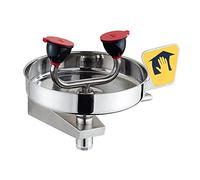 Wall Mounted Stainless Steel Emergency Eyewash Station Double Faucet Mounted, 304 Stainless Steel Faucet Mounted Safety Eye Wash, Hands Free Operation and First Aid for Eyes (Sliver)