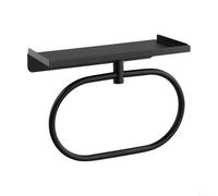 Wall Mounted Stainless Steel Oval Towel For Ring Rack With Punch Installation, Space Saving Storage For Towels, Shower Gel, And Kitchen Accessories(black)